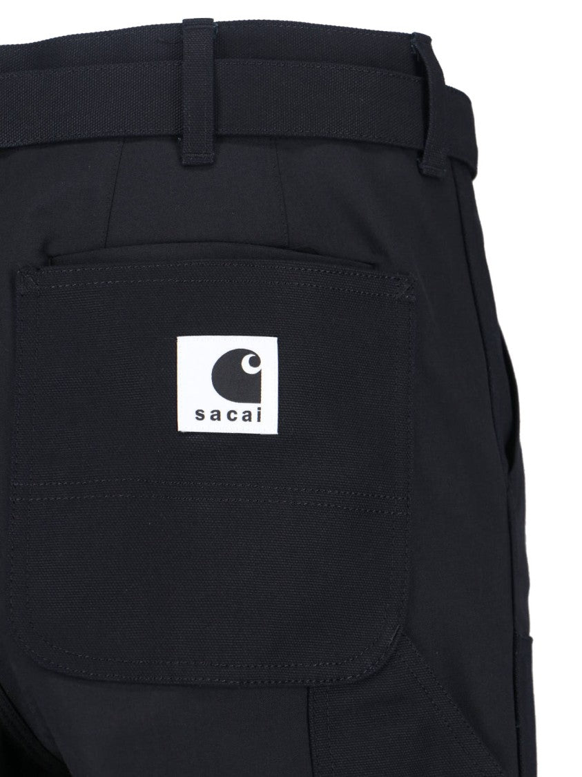 Sacai Double Knee Pants Sacai X Carhartt Wip With Belted Mid-Rise