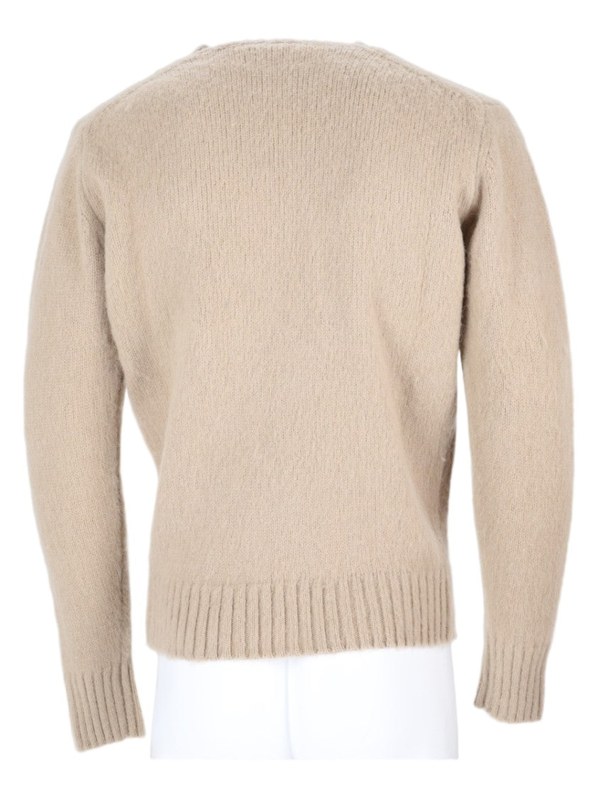 Aspesi Beige Wool Crewneck Ribbed Sweater