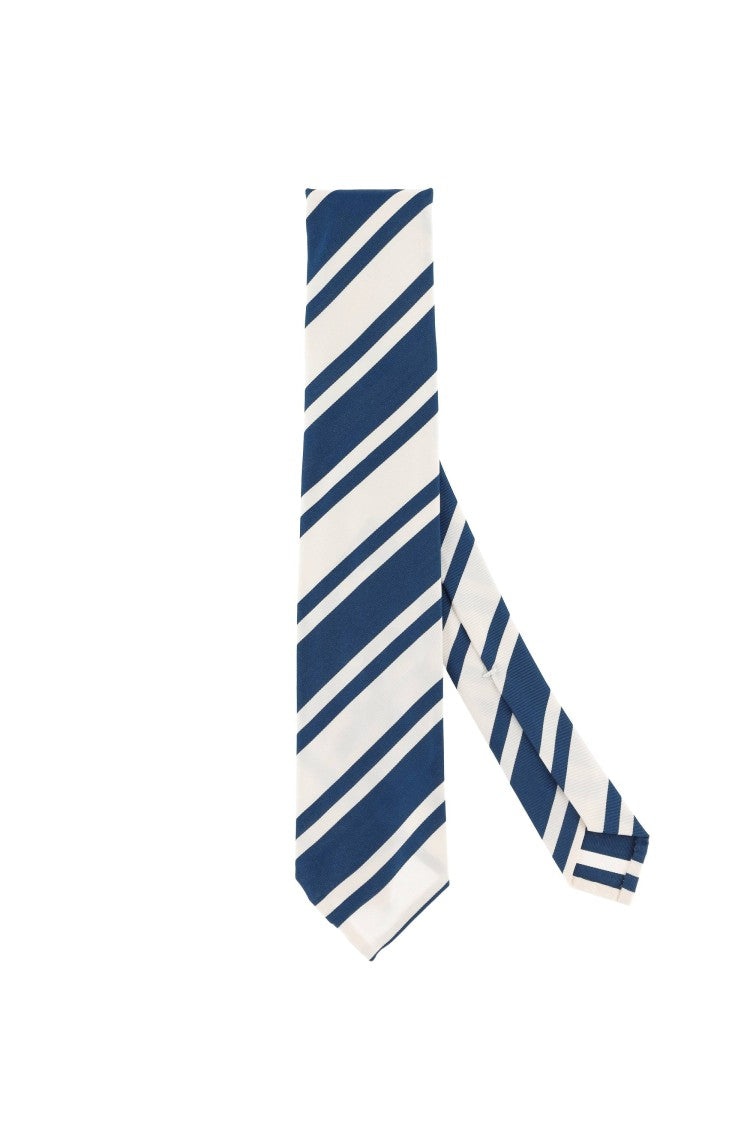 Finamore Cotton-Silk Regimental Stripe Tie