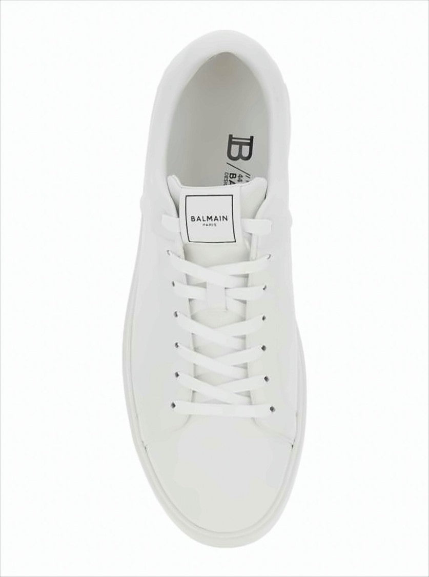 Balmain Minimalist White Sneakers With Embossed Branding