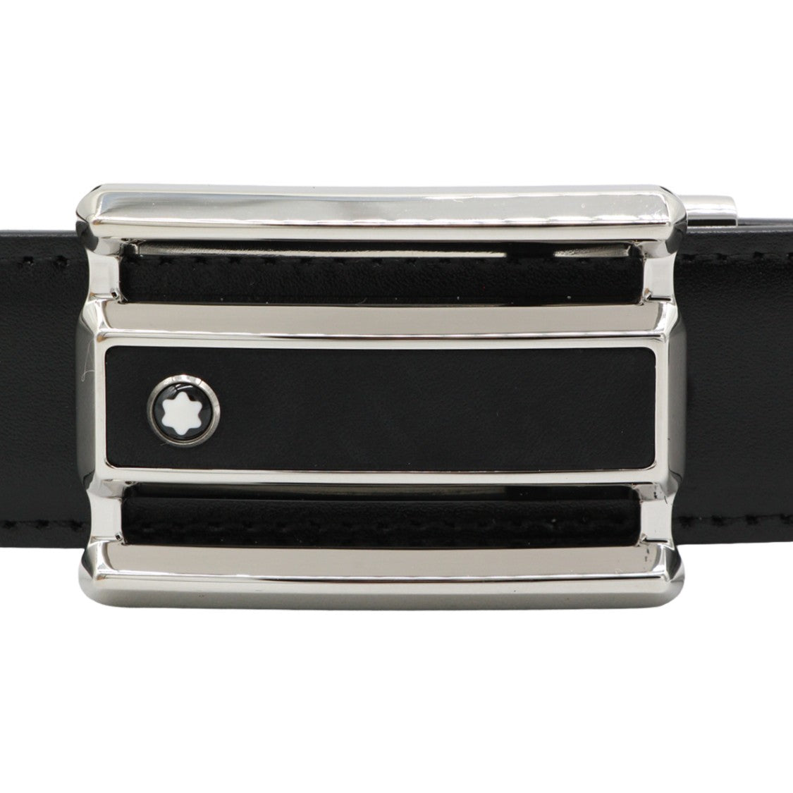 Montblanc Smooth Leather Belt With Rectangular Silver-Tone Buckle
