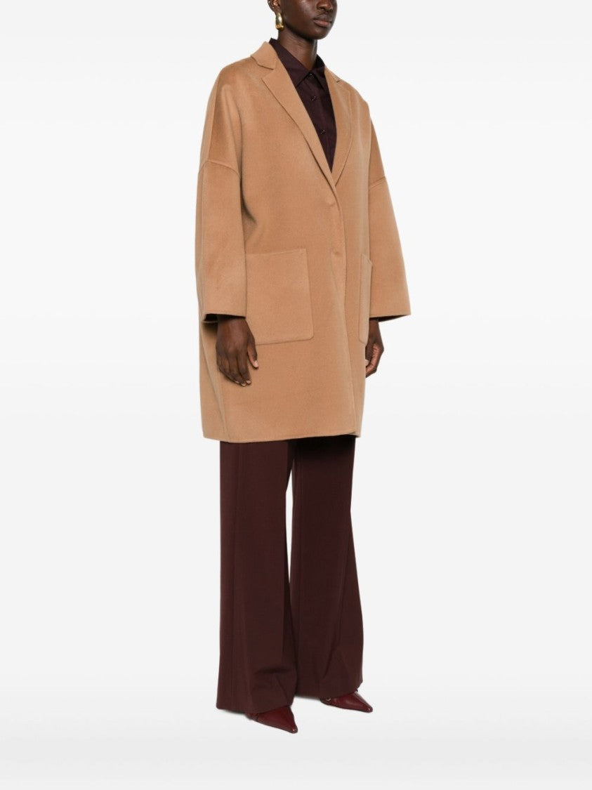 Semi Couture Beige Wool Coat With Oversized Silhouette
