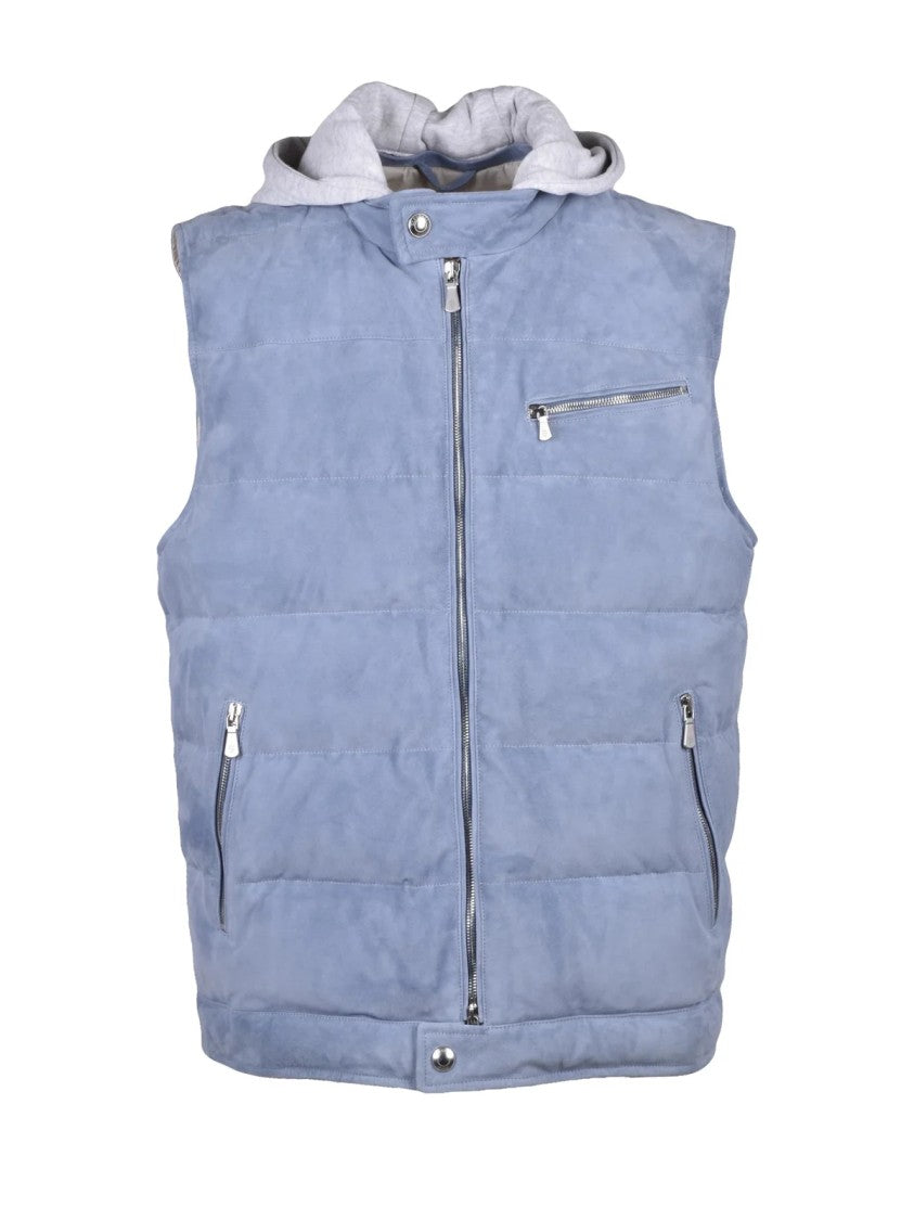 Eleventy Blue Suede Padded Vest