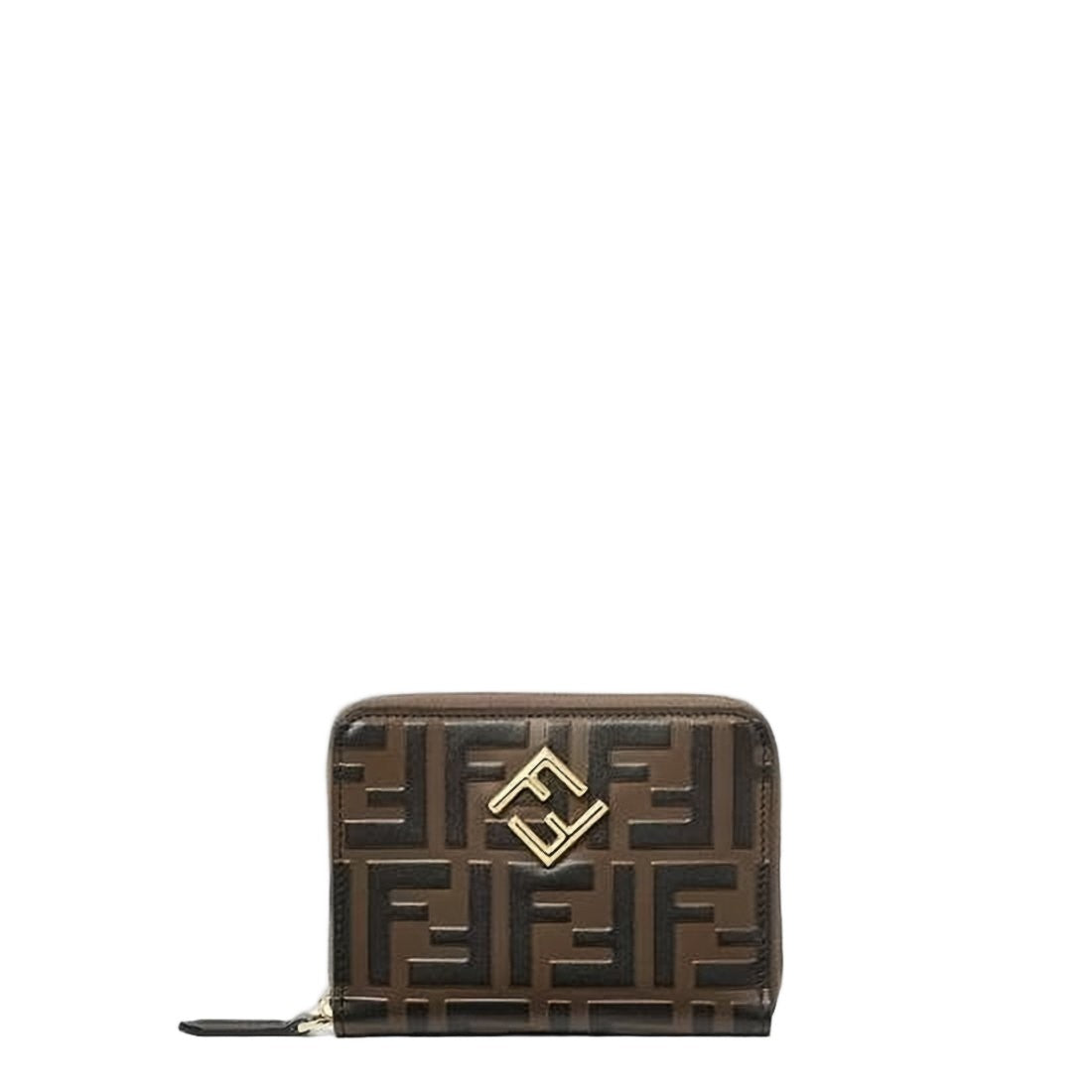 Fendi Compact Zip-Around Wallet With Embossed Monogram Design