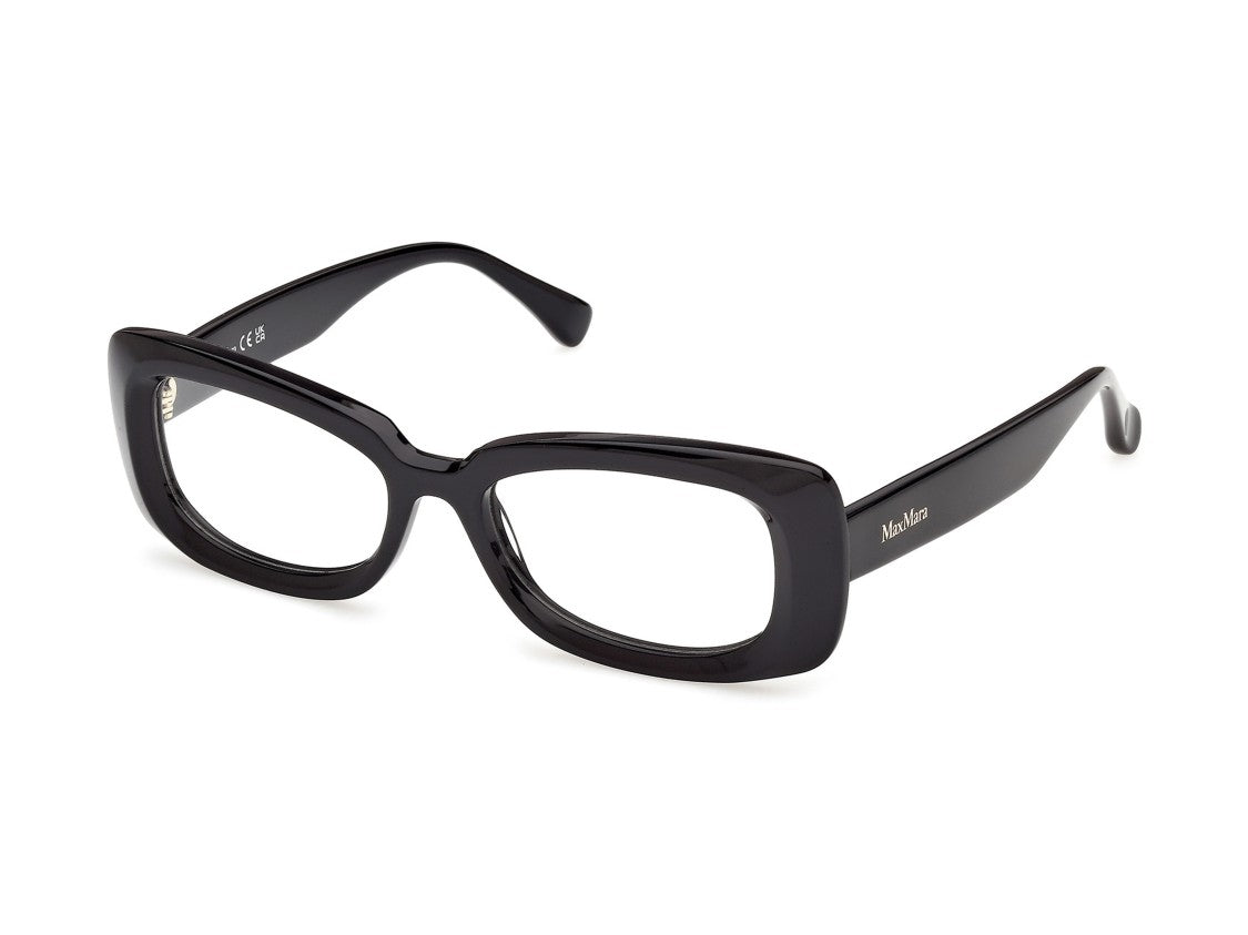 Max Mara Glossy Black Mm5233 Oversized Square Acetate Eyeglasses