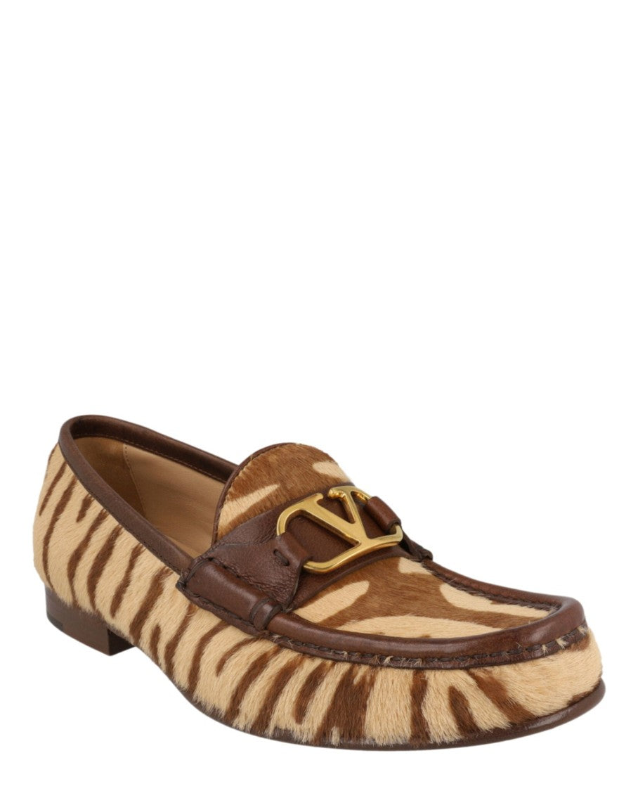 Valentino Vlogo Signature Zebra-Print Loafers