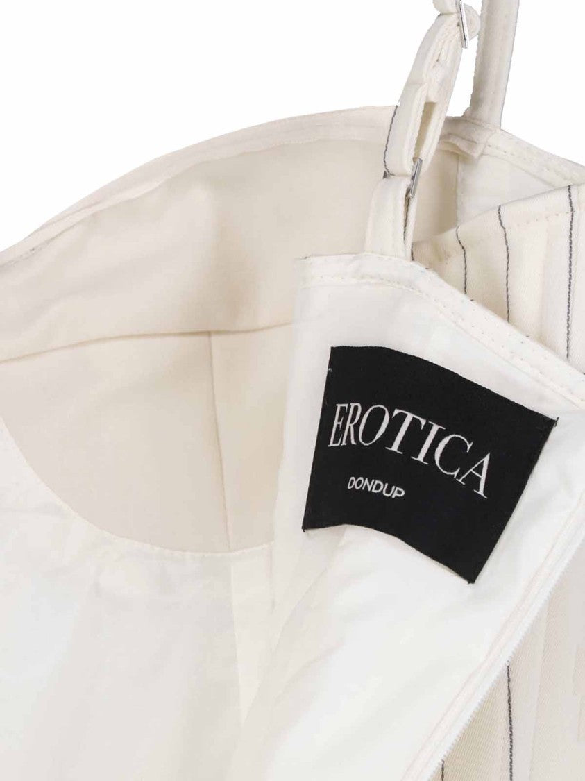 Dondup White Gessato Virgin Wool Pinstripe Mini Dress