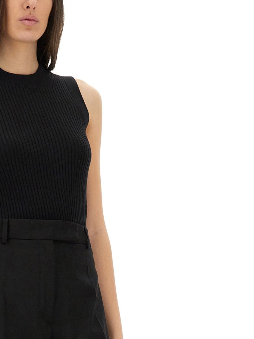 Sportmax Ribbed Cotton Sleeveless Top With Fitted Silhouette