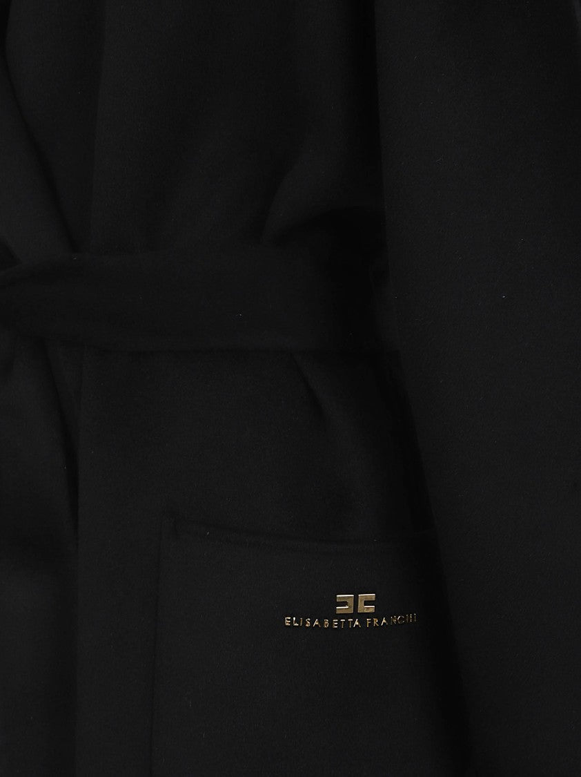 Elisabetta Franchi Double Wool Blend Wrap Coat