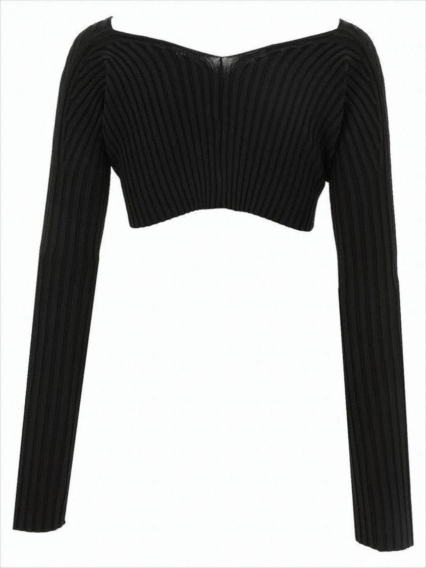 Jacquemus Ribbed Cropped Cardigan With Off-Shoulder Neckline