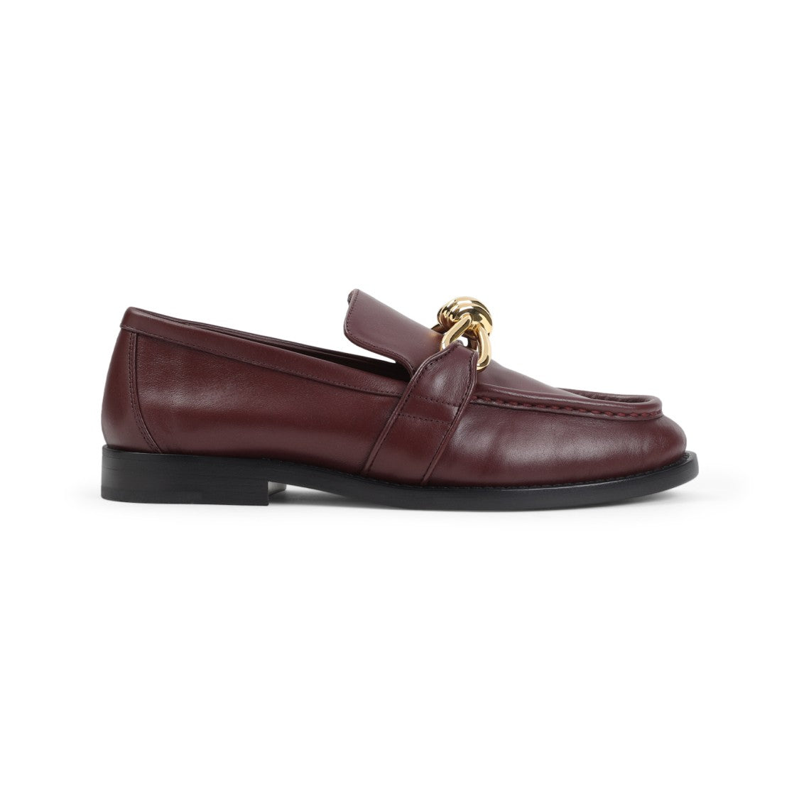 Bottega Veneta Barolo Brown Leather Astair Metallic Knot Loafer