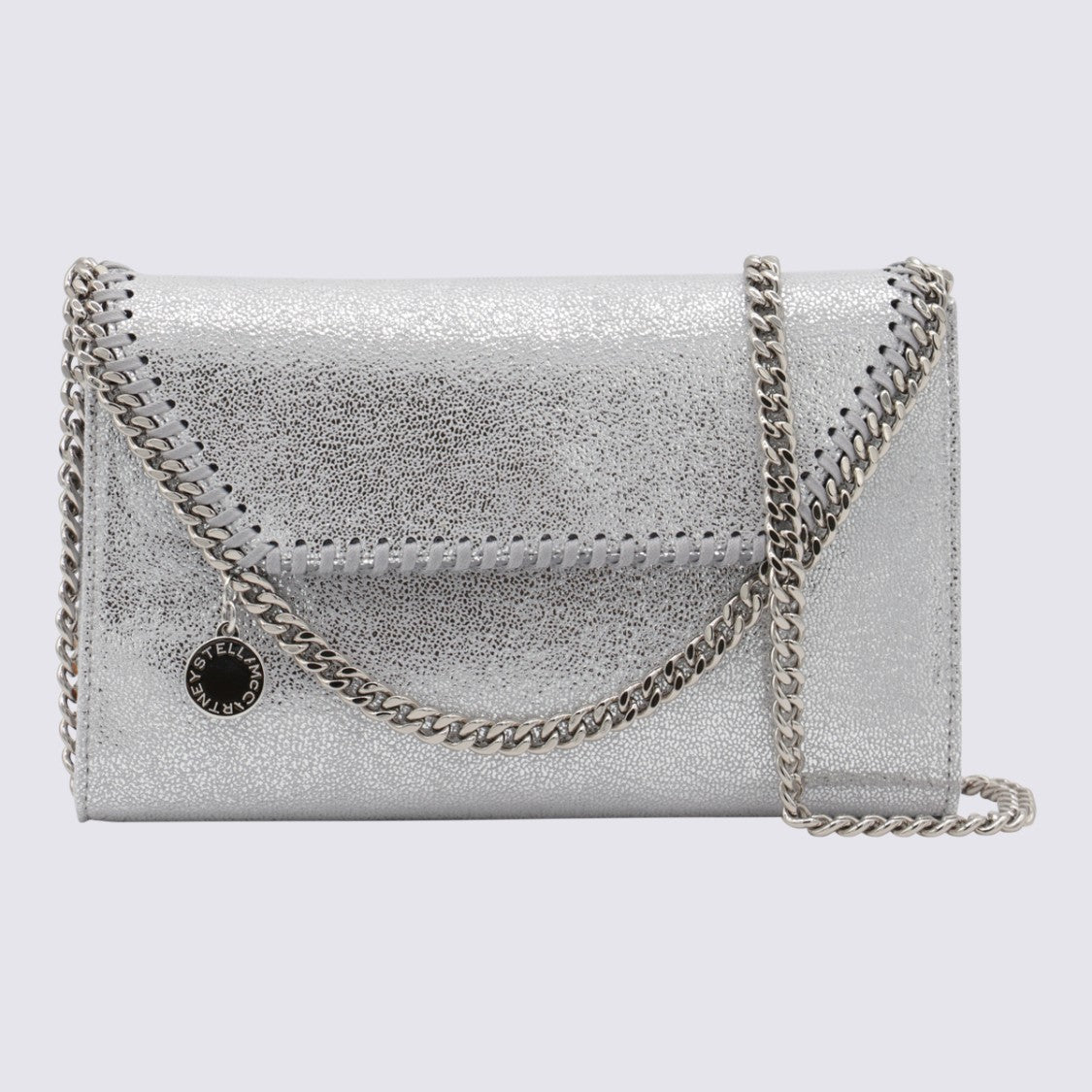 Stella Mccartney Silver Faux Leather Falabella Mini Crossbody Bag