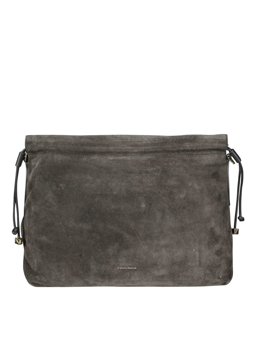 Coccinelle Grey Lidia Suede Fold-Over Shoulder Bag