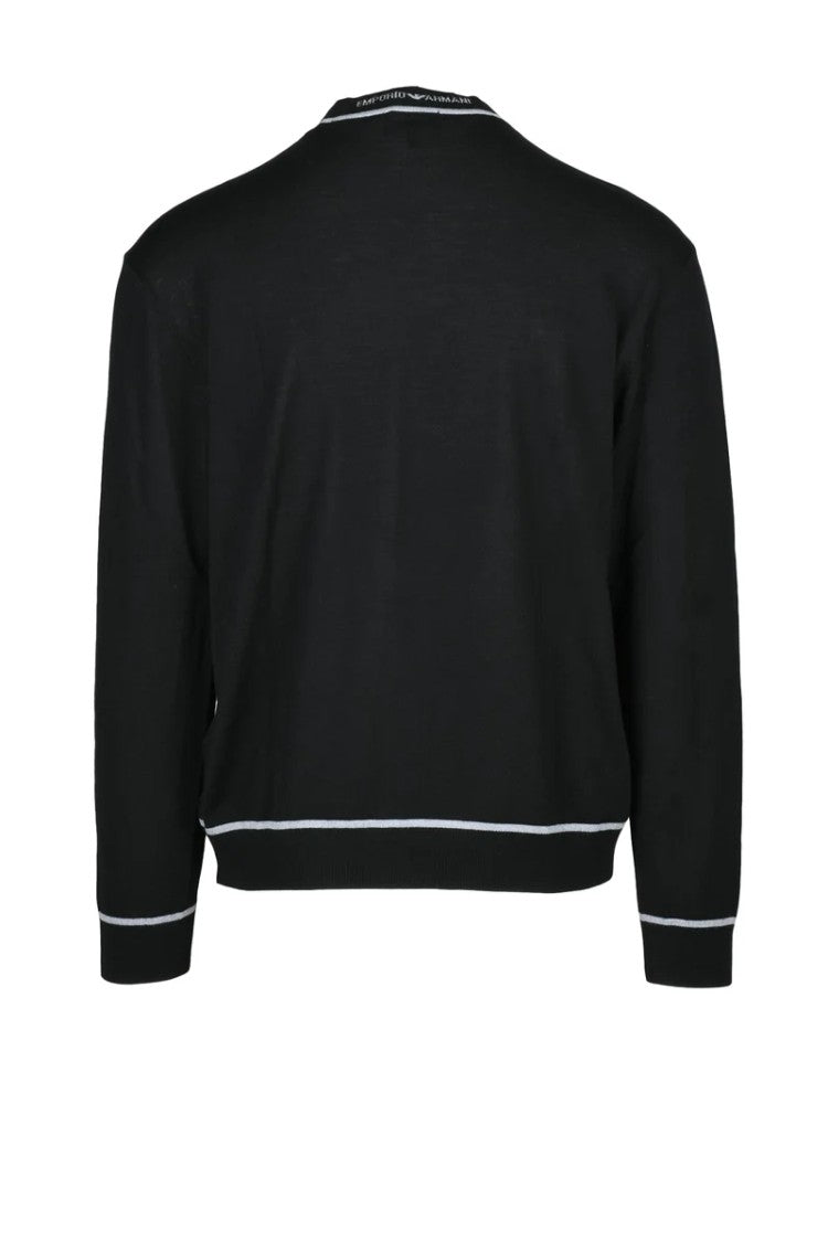 Emporio Armani Fine Knit Virgin Wool Sweater - Black