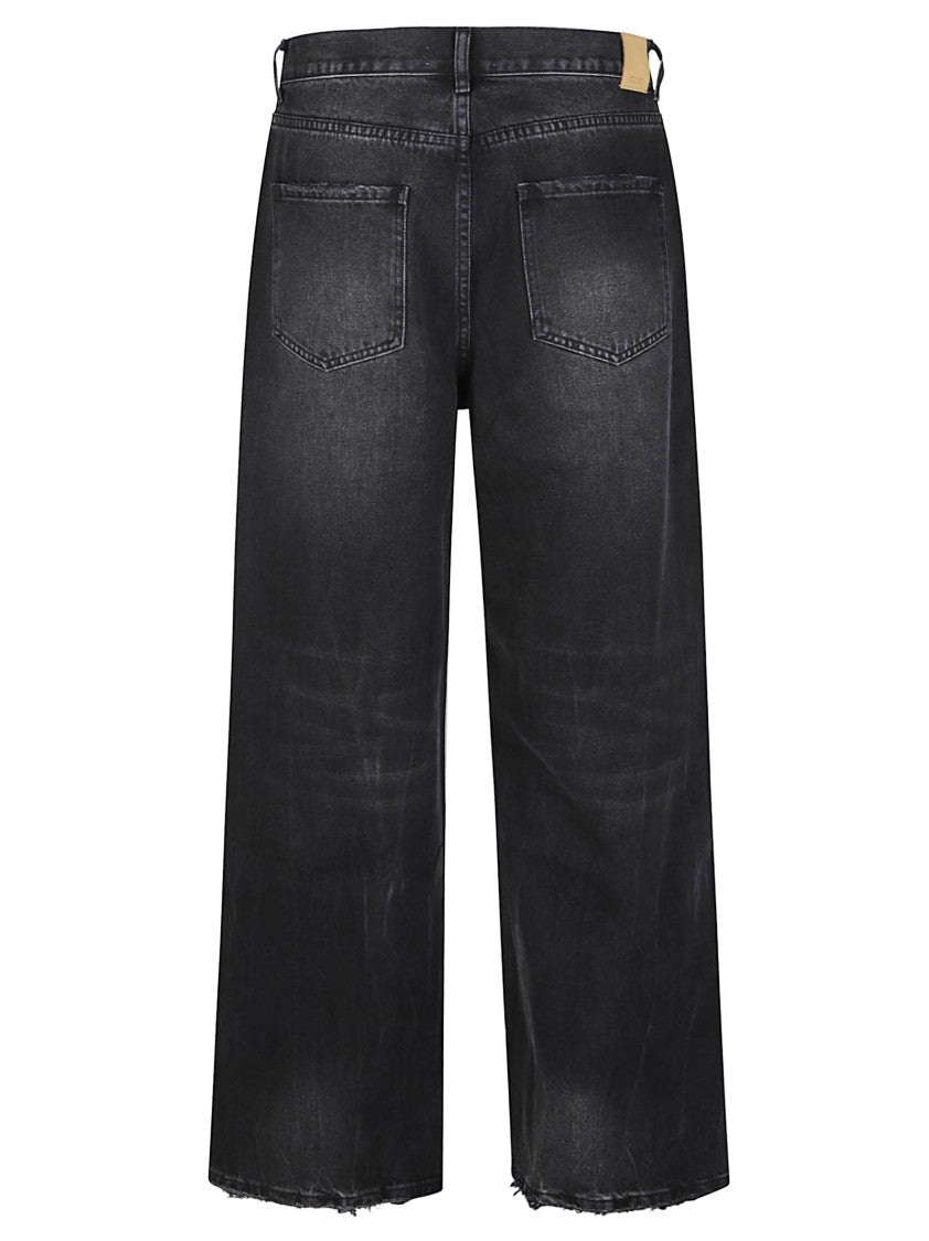 Found Lacy Baggy Distressed Raw Hem Cotton Jeans