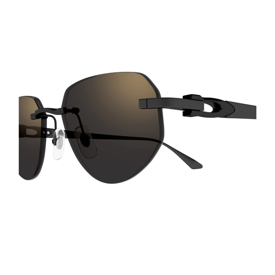 Cartier Contemporary Rimless Sunglasses In Deep Black Titanium