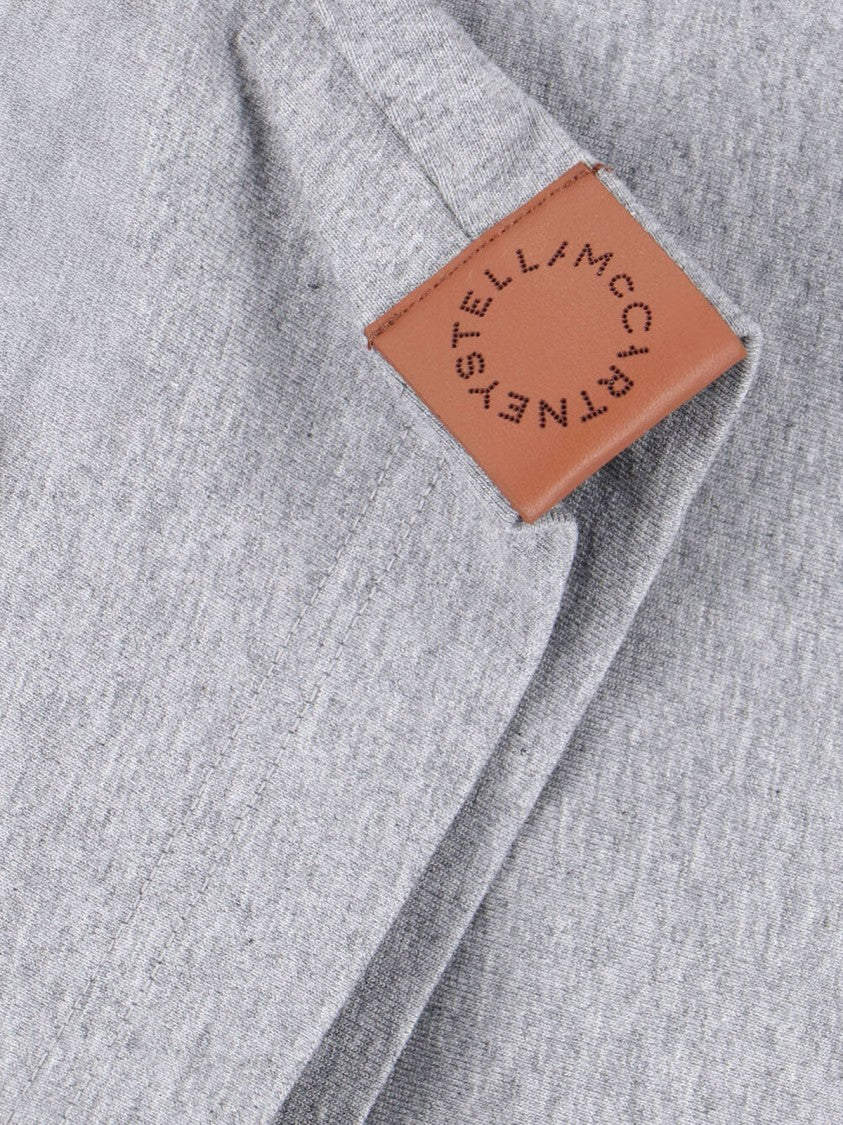 Stella Mccartney Grey Cropped Wide Sleeve Logo Sweatshirt