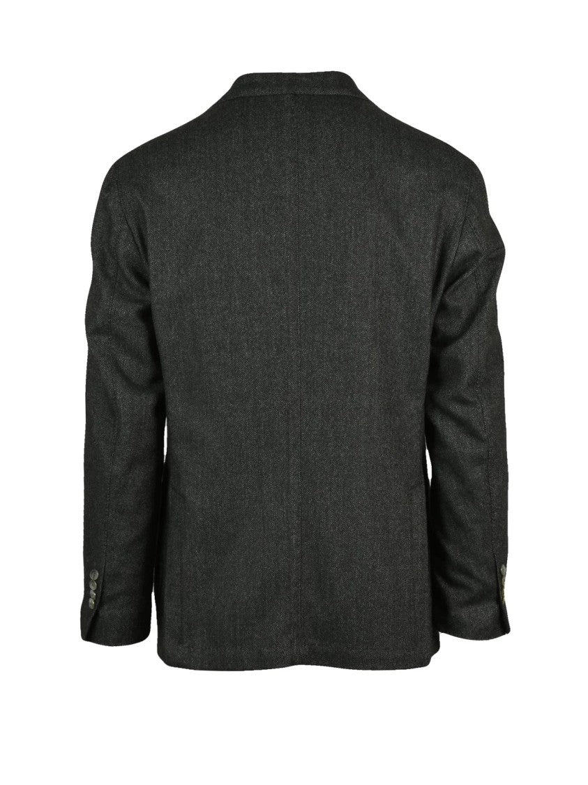 L.B.M. 1911 Tailored Herringbone Jacket With Classic Lapel And Buttoned Cuffs