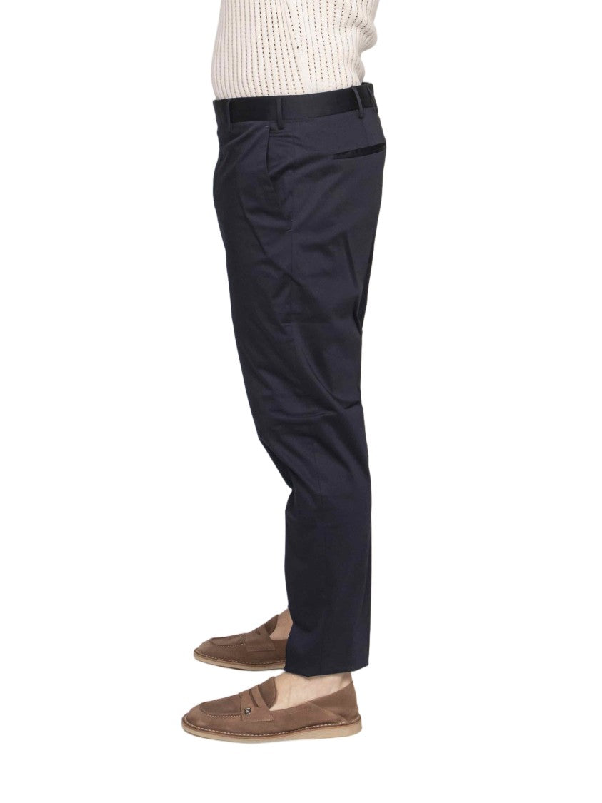 Pt Torino Rebel Navy Cropped Slim Straight-Leg Pants