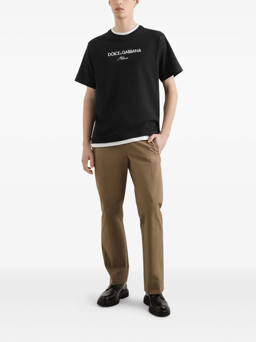 Dolce & Gabbana Black Relaxed Fit Contrasting Logo T-Shirt