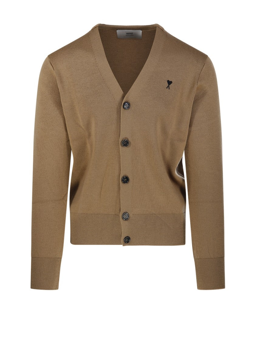 Ami Adc V Neck Merino Cardigan