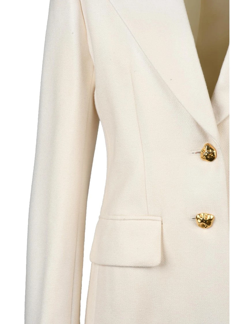 Chloé Beige Silk-Blend Fitted Jacket