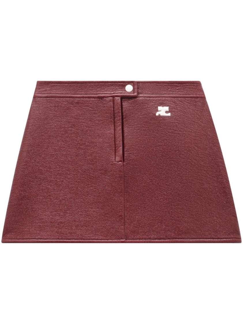 Courrèges A-Line Skirt In Dark Red Stretch-Cotton Faux Leather