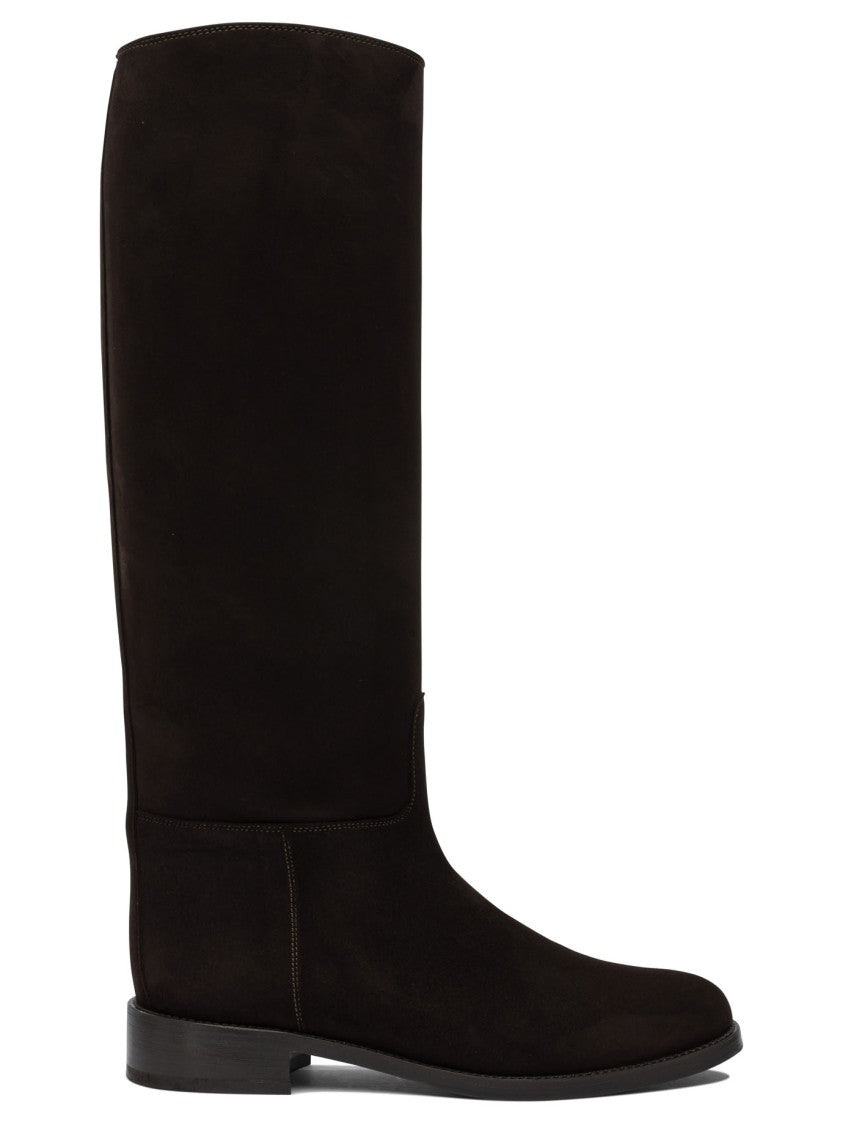 Maretto Brown Suede Mid-Calf Ankle Boots