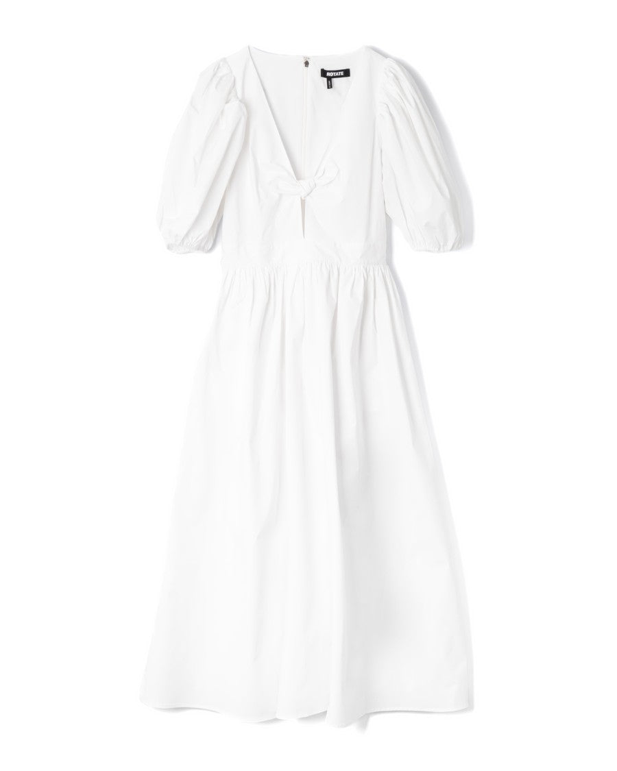 Rotate Puff Sleeve Midi Dress With V-Neckline