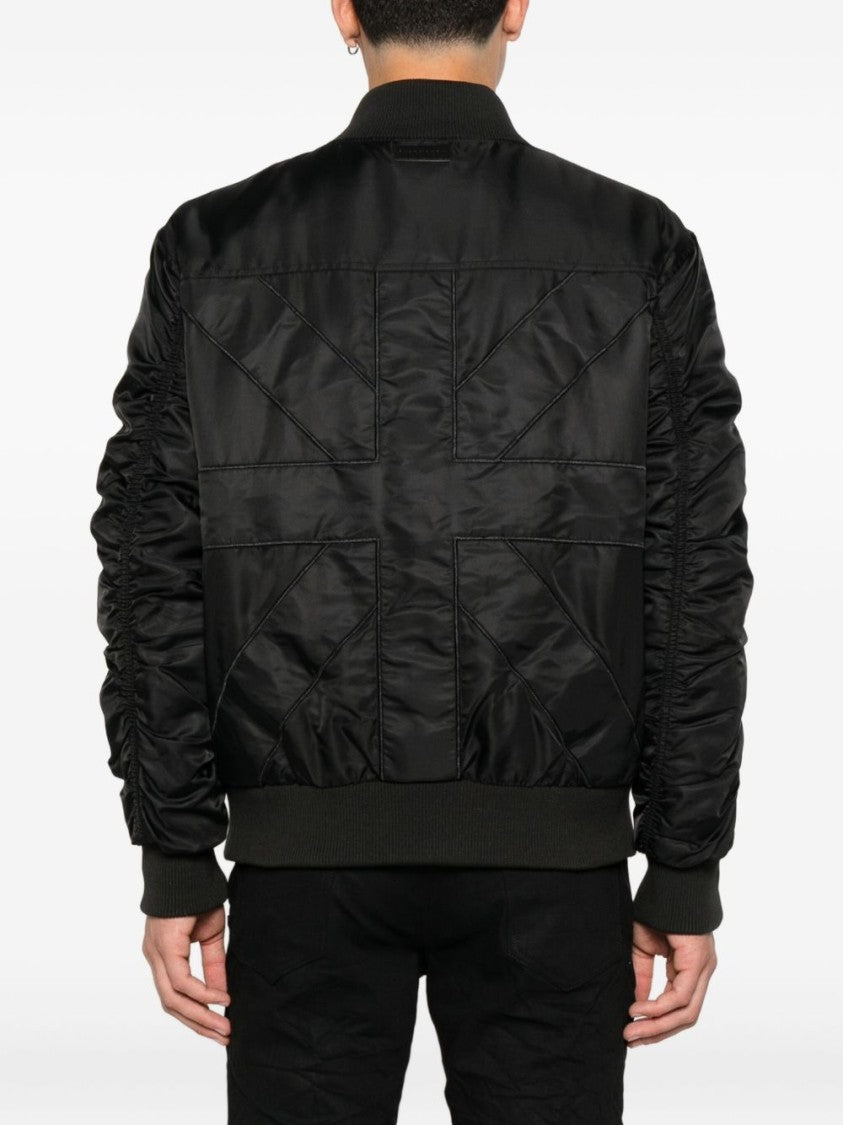 Richmond Black Bomber Jacket With Structured Fit