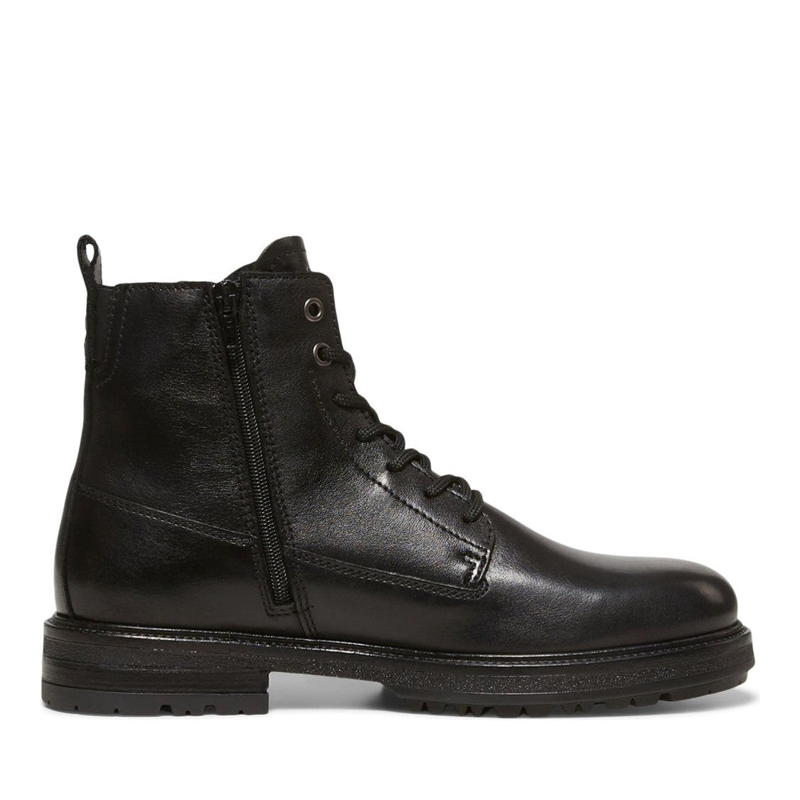 Marc O'polo Black Rony 3A Leather Lace-Up Side Zip Boots