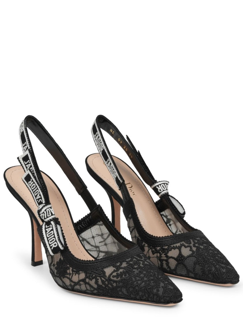 Dior J'adior Lace Overlay Slingback Pumps