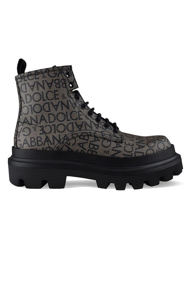 Dolce & Gabbana Beige Brown Canvas Booties