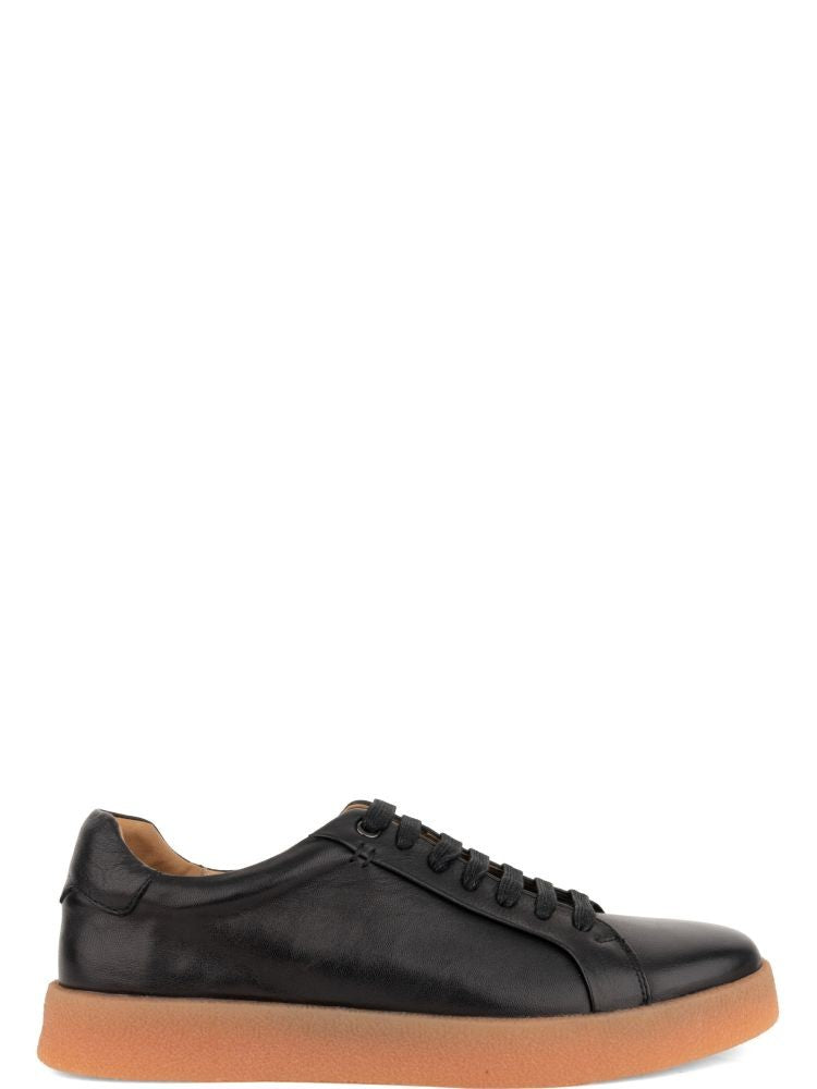 Sergio Moretti Black Leisure Minimalist Leather Sneakers