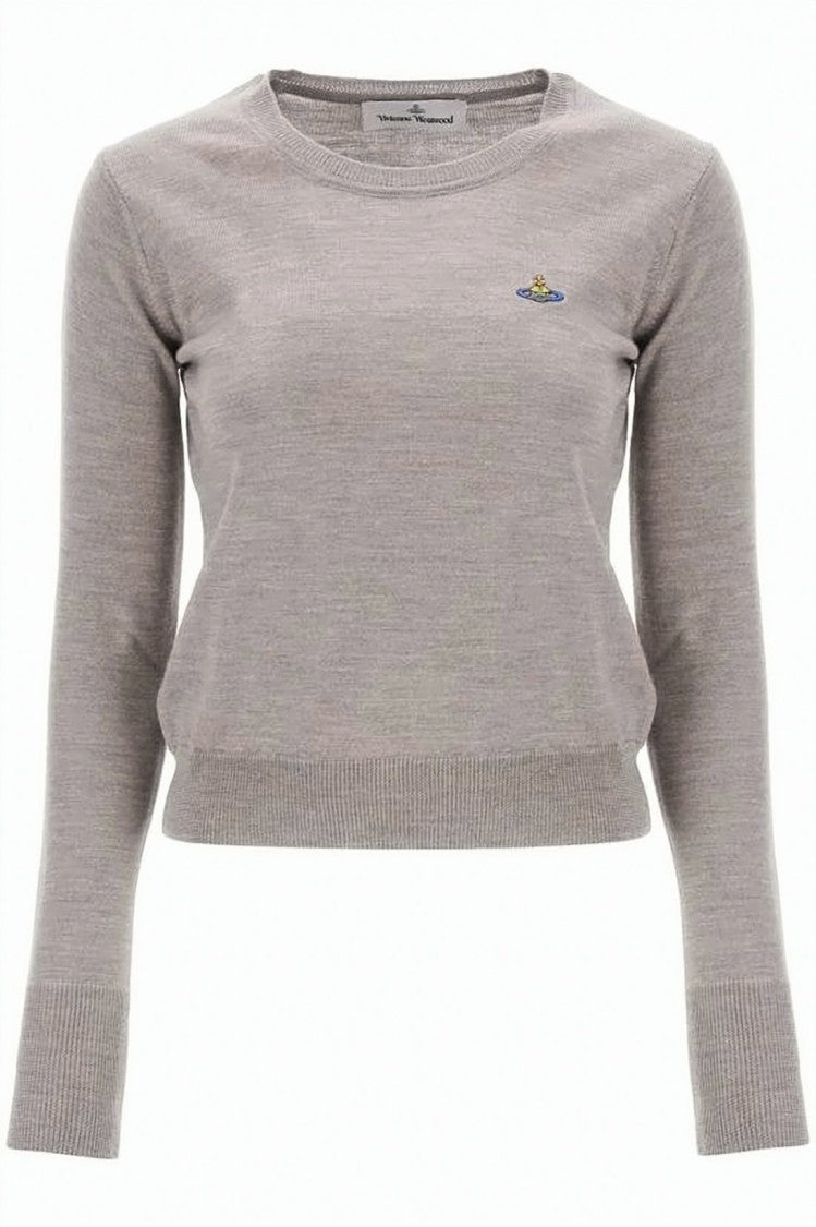 Vivienne Westwood Round Neck Sweater With Ribbed Cuffs And Emblem Detail