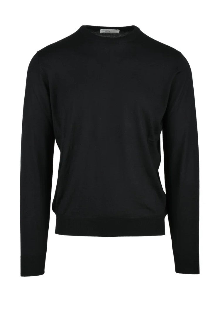 Filippo De Laurentiis Black Merino Wool Men's Crew Neck Sweater