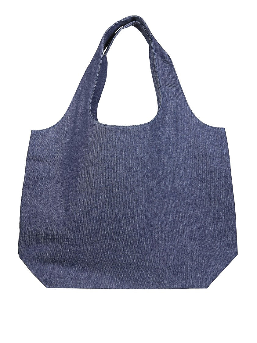 A.P.C. Navy Ninon Large Cotton Tote Bag