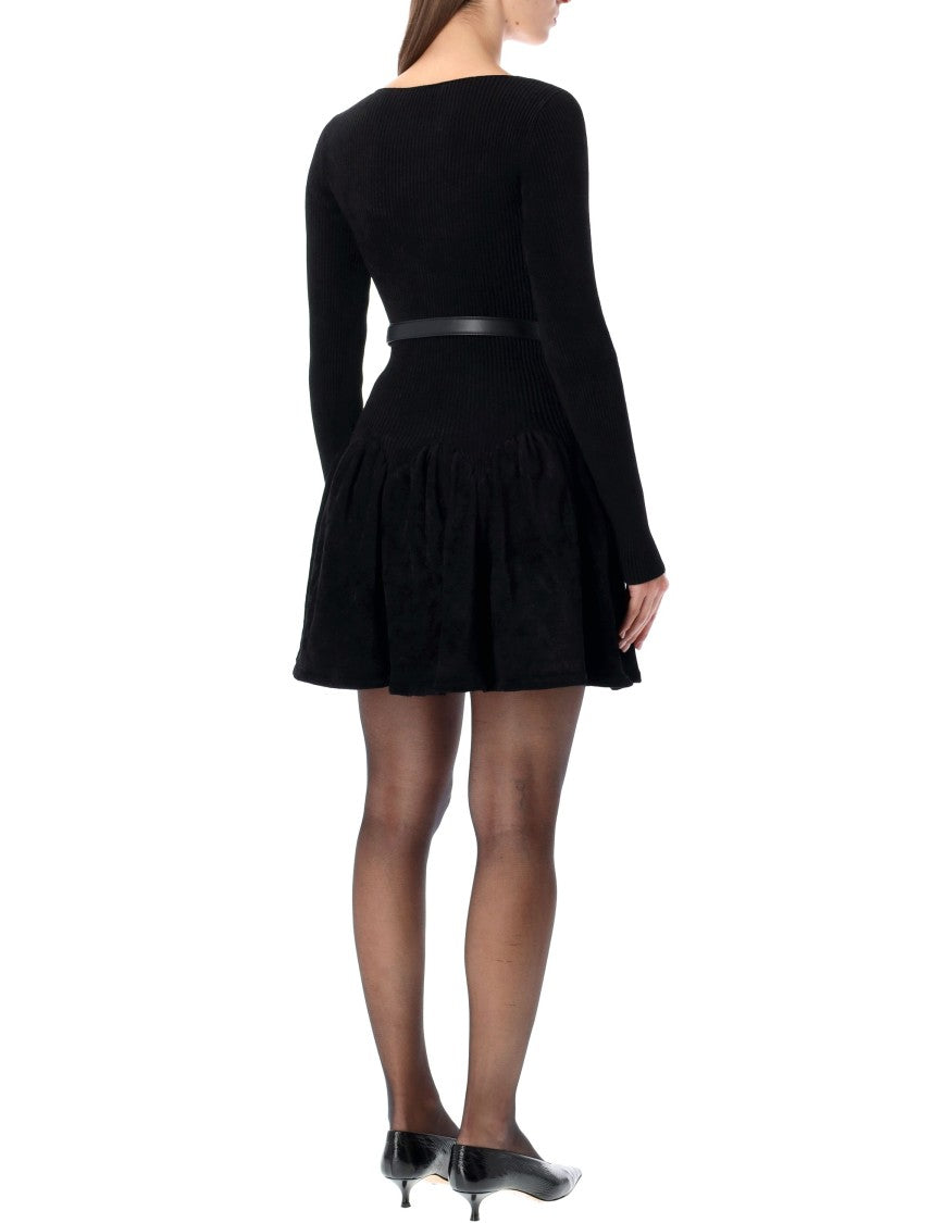 Self-Portrait Black Chenille Knit Dress