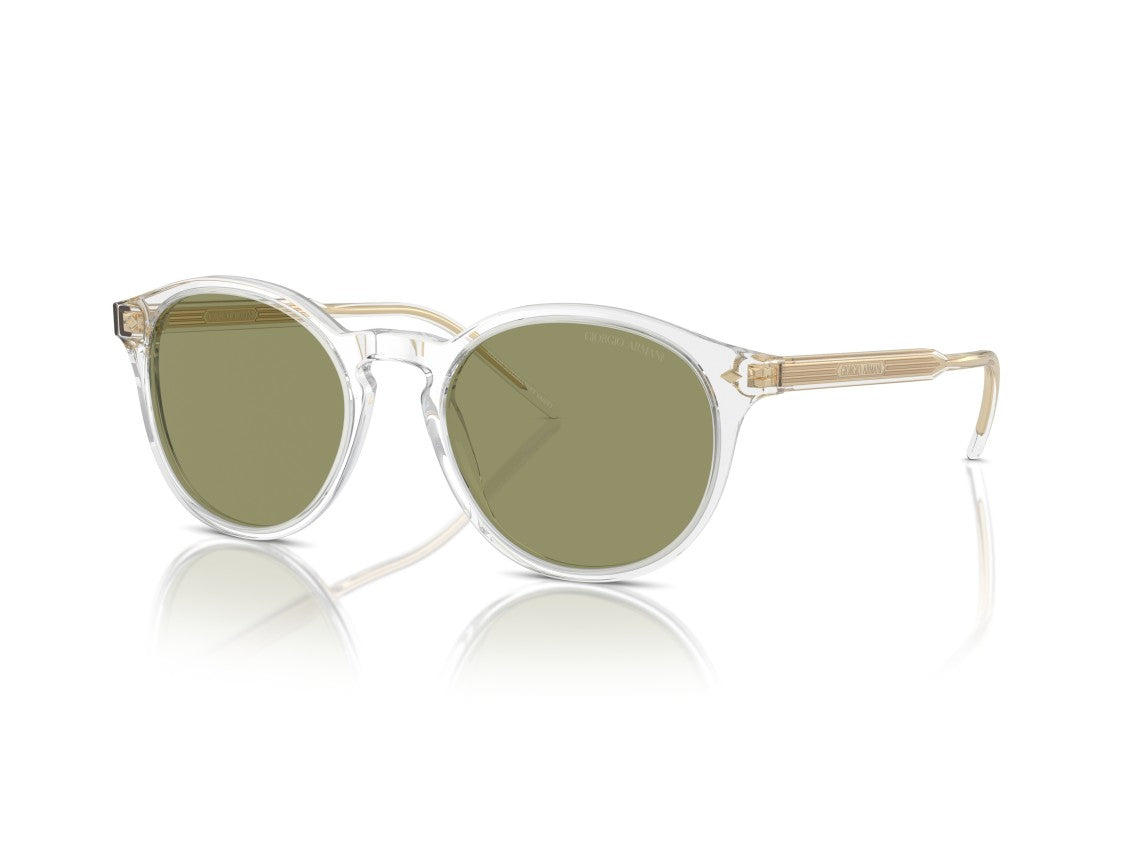 Giorgio Armani Olive Green 0Ar8211 Translucent Acetate Round Sunglasses