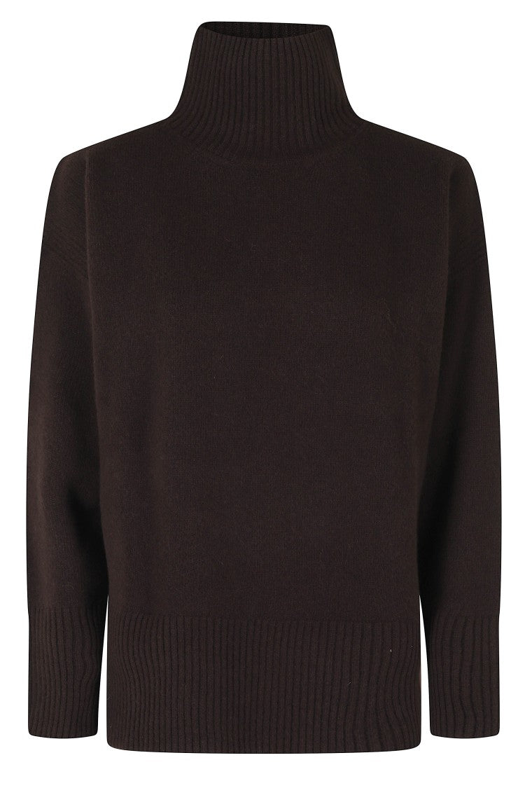 Roberto Collina Dark Brown Merino Wool-Blend Turtleneck