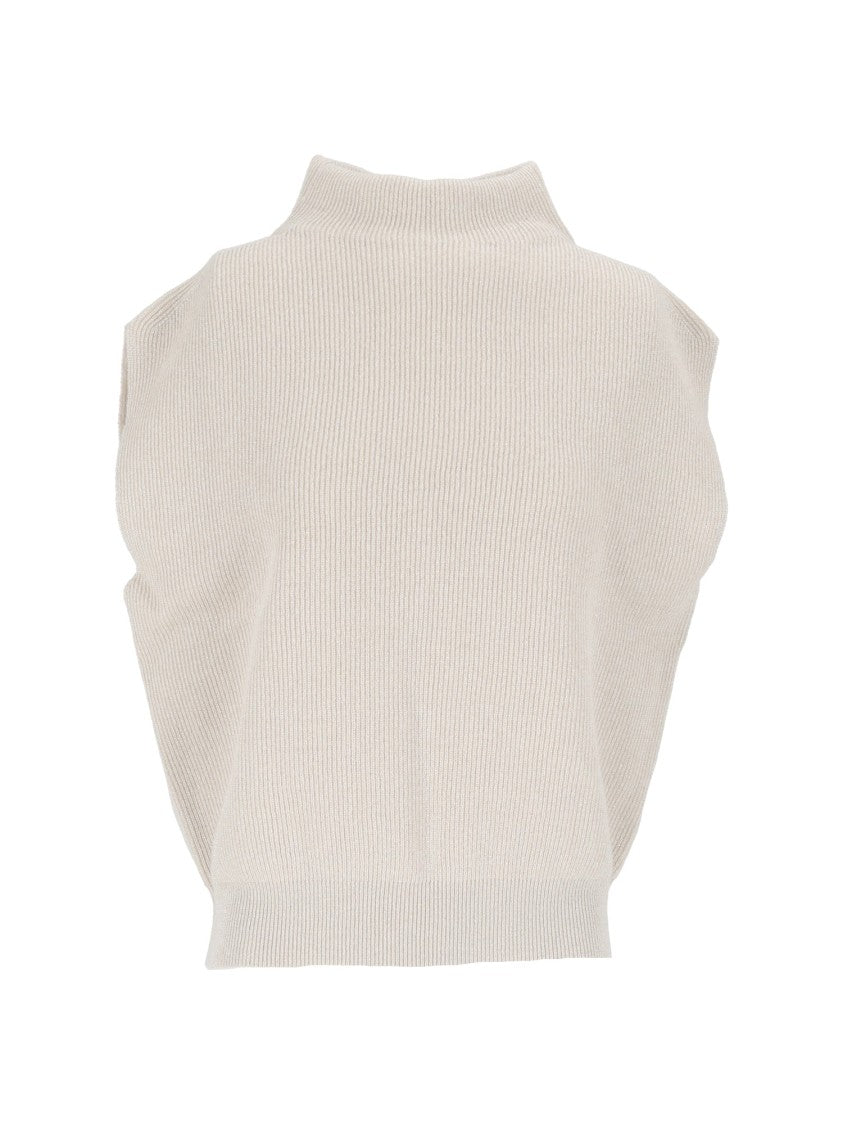 Peserico Sleeveless Ribbed High-Neck Sweater