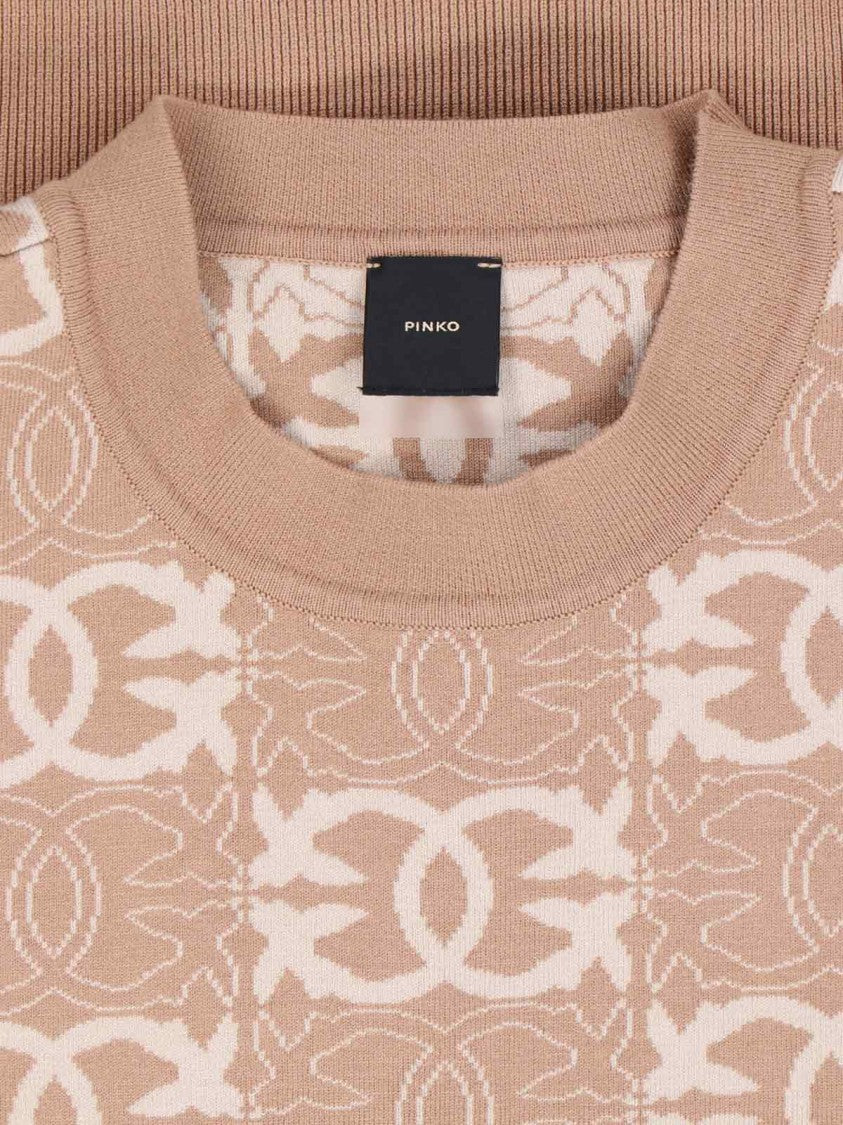 Pinko Crew Neck Top With Monogram Pattern