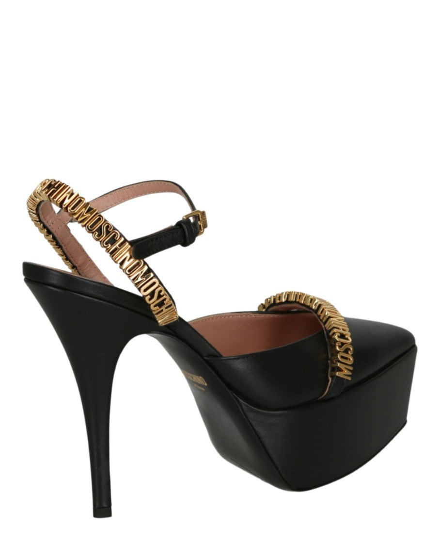 Moschino Logo Lettering Ankle Strap Pumps