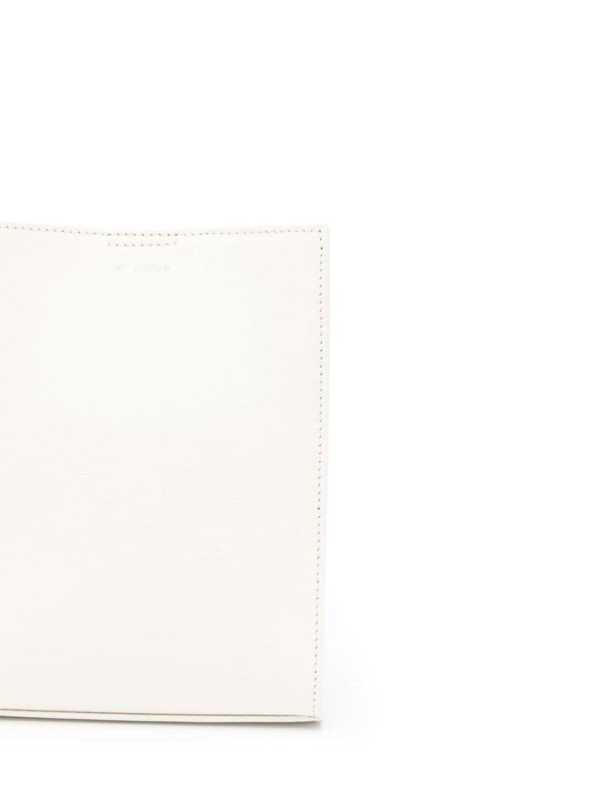 Jil Sander White Calf Leather Handbag With Braided Strap And Knot Detailing