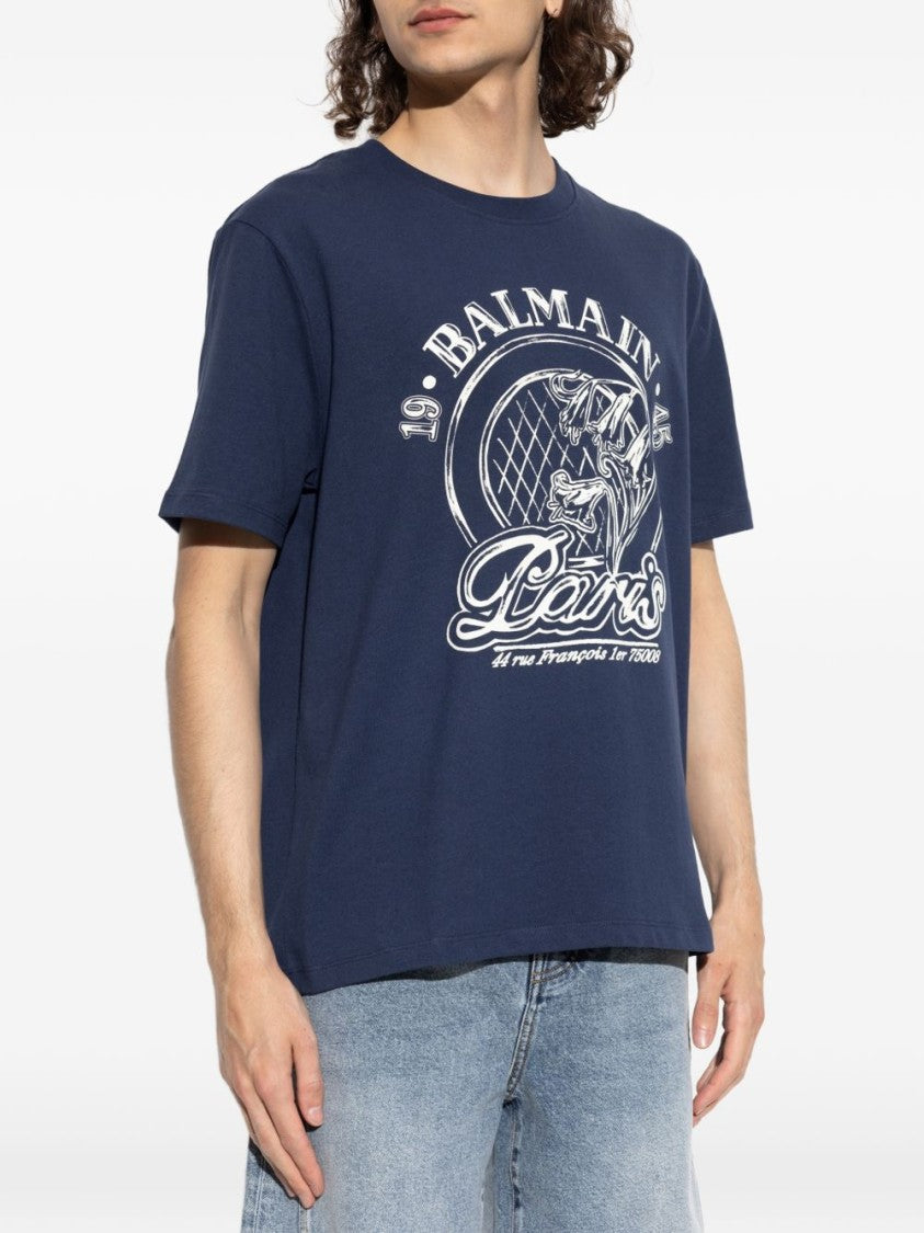 Balmain Navy Blue Vintage Cotton T-Shirt