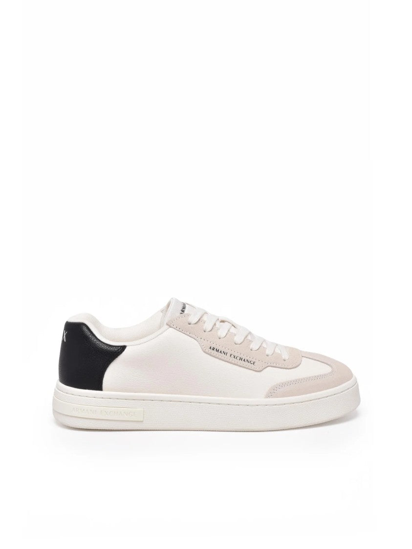 Armani Exchange White/Black Low-Top Leather Sneakers