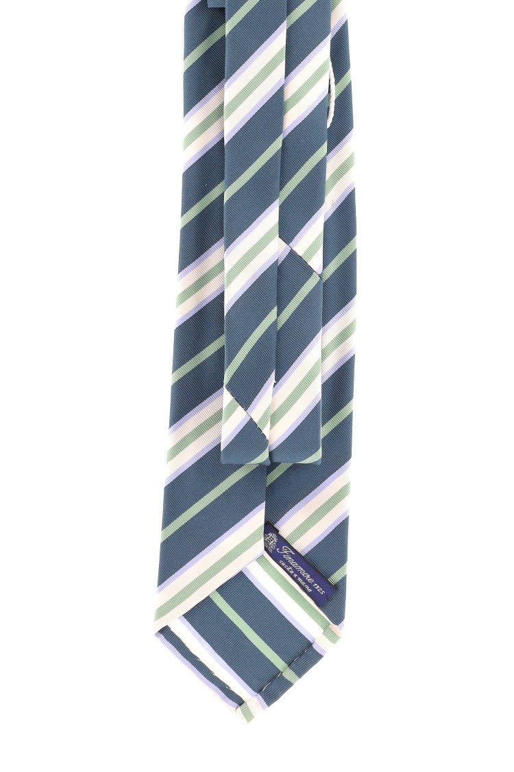 Finamore Cotton-Silk Regimental Stripe Tie
