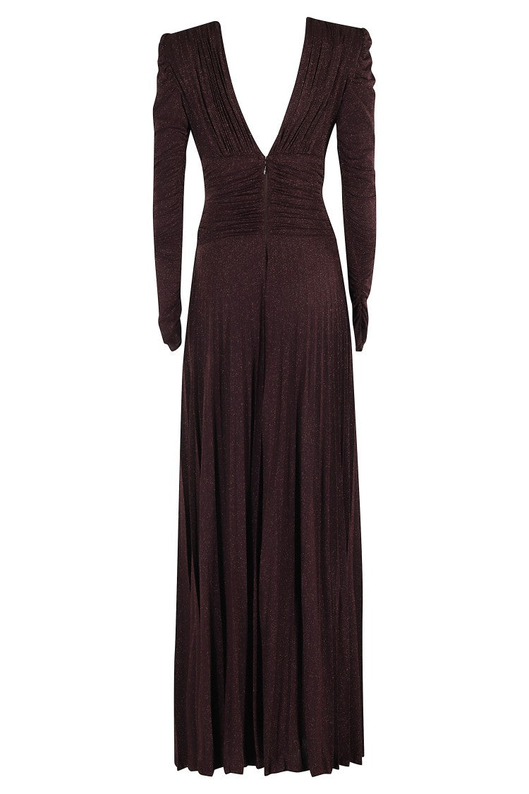 Elisabetta Franchi Merlot Lurex Jersey Midi Dress