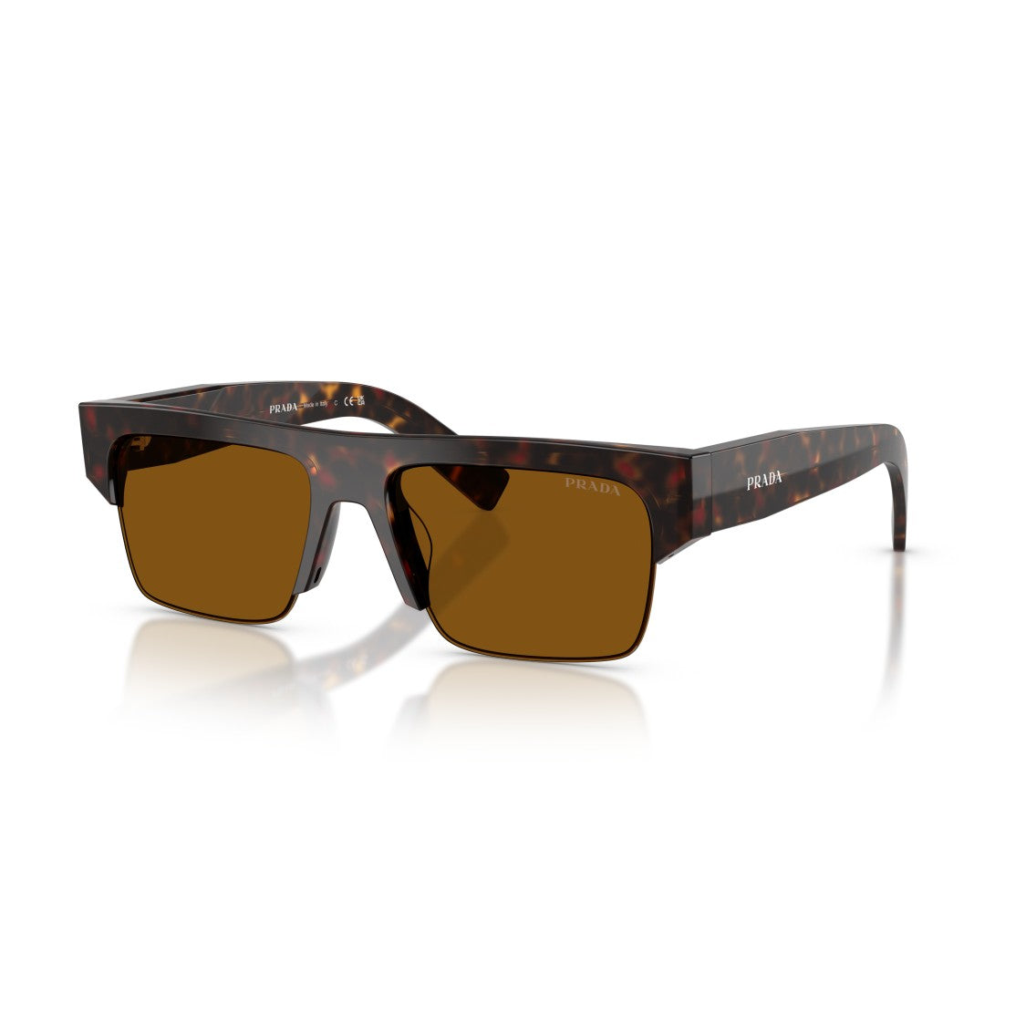 Prada 0Pr D12su Rectangular Tortoiseshell Acetate Sunglasses With Bold Arms