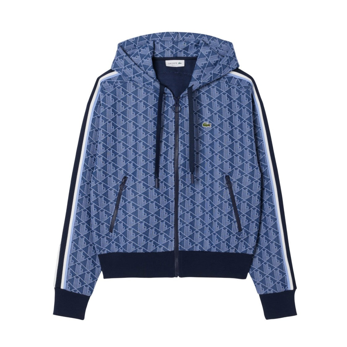 Lacoste Geometric Monogrammed Hoodie With Adjustable Hood